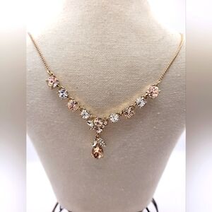 GIVENCHY Multi-Crystal Teardrop Pendant Necklace